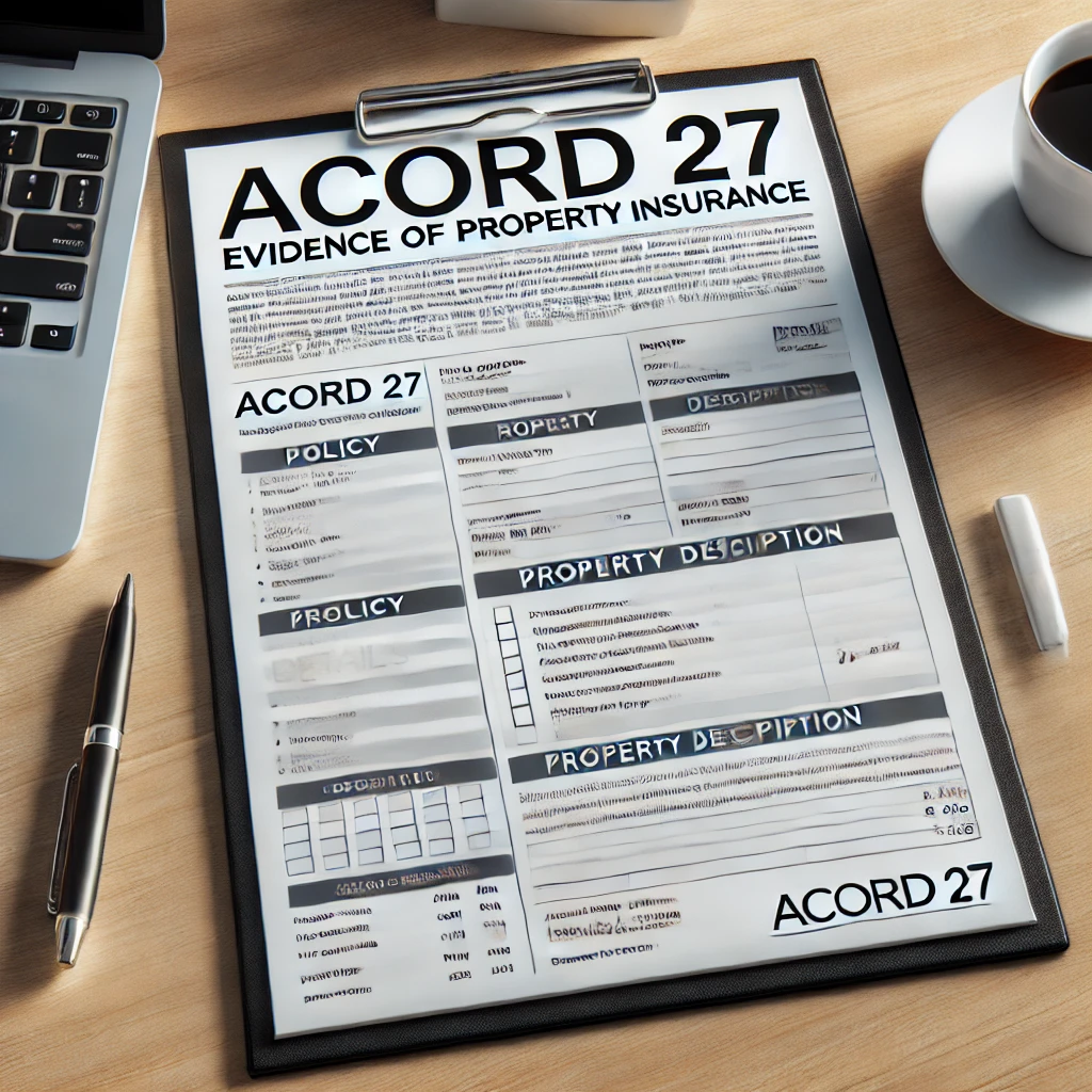 Example Of Evidence Of Insurance Acord Form 27