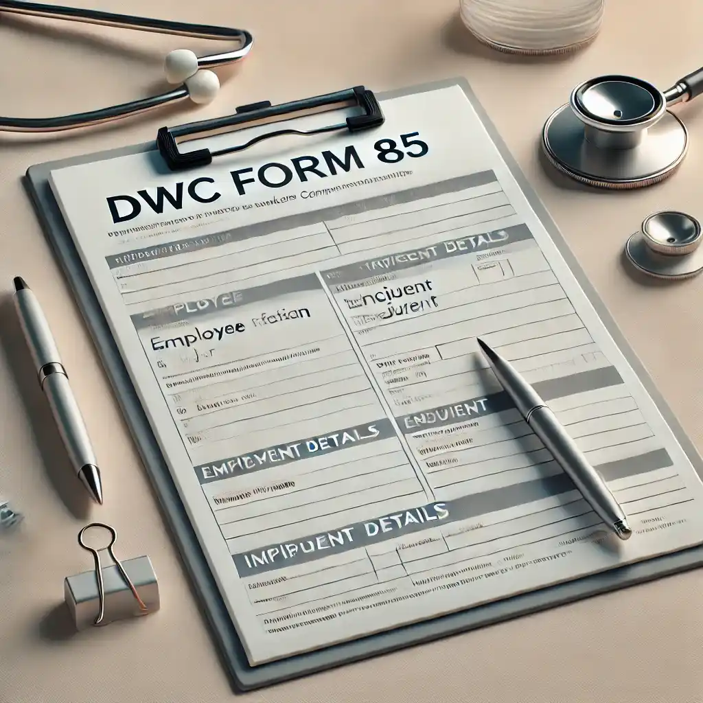 Photo Showing a dwc form 85 texas form sample